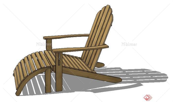 一把木块拼接凉椅躺椅SU模型