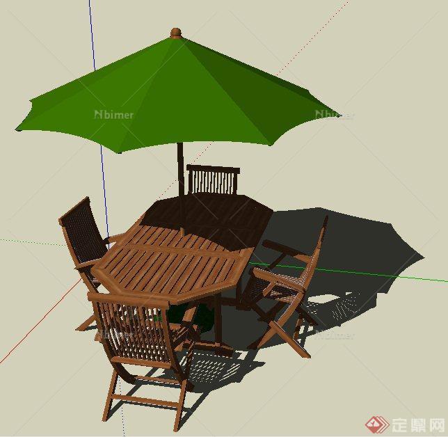 园林景观户外桌椅及太阳伞su模型