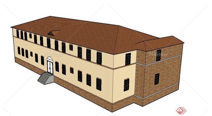 某两层现代风格仓库建筑设计SU模型