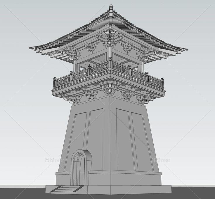 超精细古建钟鼓楼(72288)su模型下载