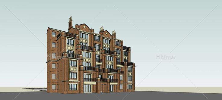 新古典风格多层花园洋房(74070)su模型下载
