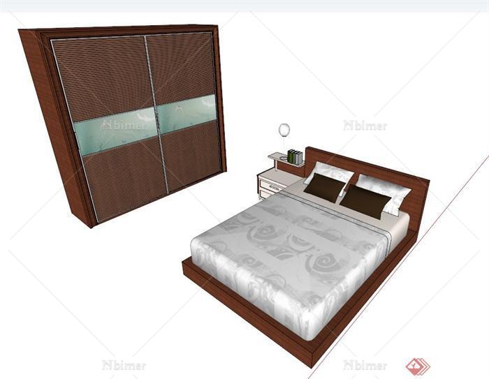 中式床和衣柜设计SU模型