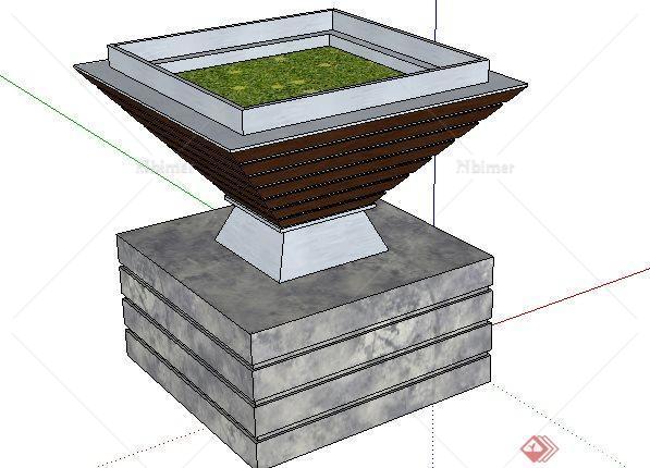 造型独特现代中式景观花钵SketchUp(SU)3D模型