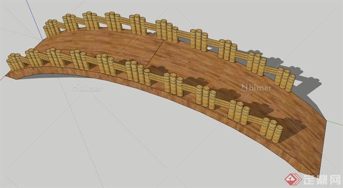 园林景观木拱桥设计su模型