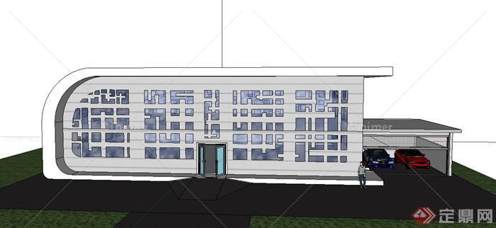 现代某汽车城建筑设计SU模型