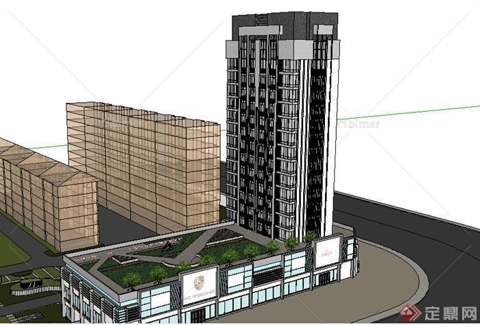 某现代商住一体化建筑设计SU模型