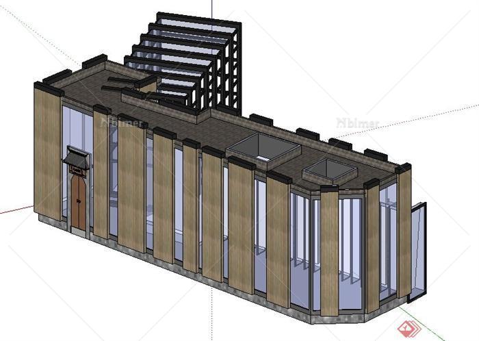 现代风格展览厅建筑设计su模型