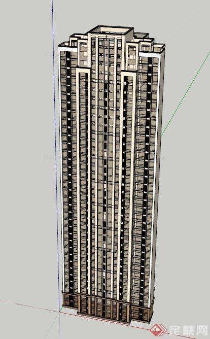 现代特色高层住宅建筑设计SU模型