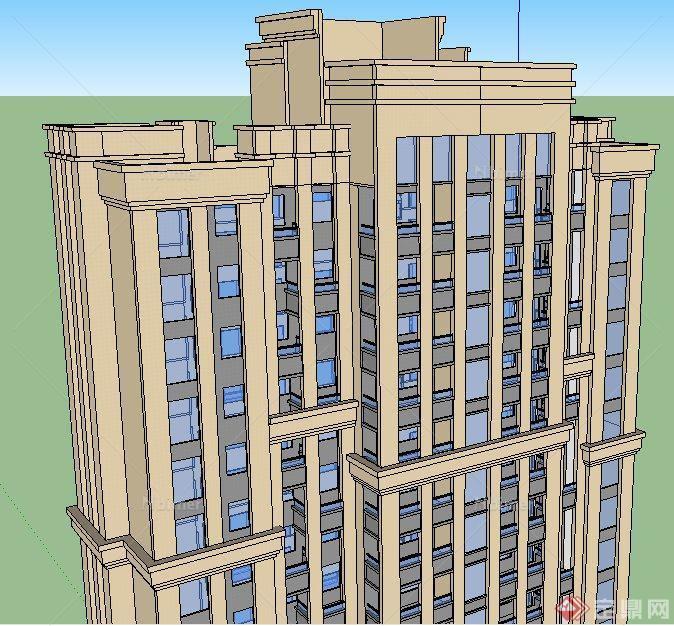 某现代独栋高层公寓楼建筑设计su模型