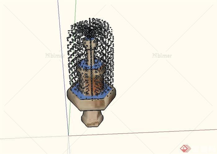 精致喷泉水钵柱设计su模型[原创]