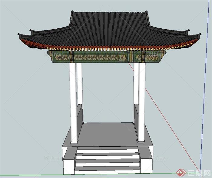 古典中式四角亭子设计SU模型