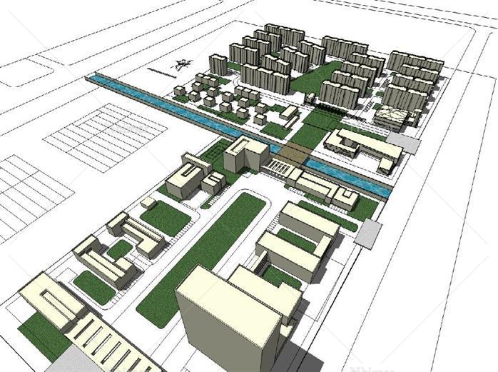 某太阳能工厂建筑规划设计总图+SU模型（有详细方