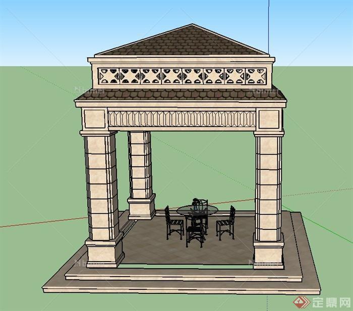 某欧式风格四角亭设计SU模型