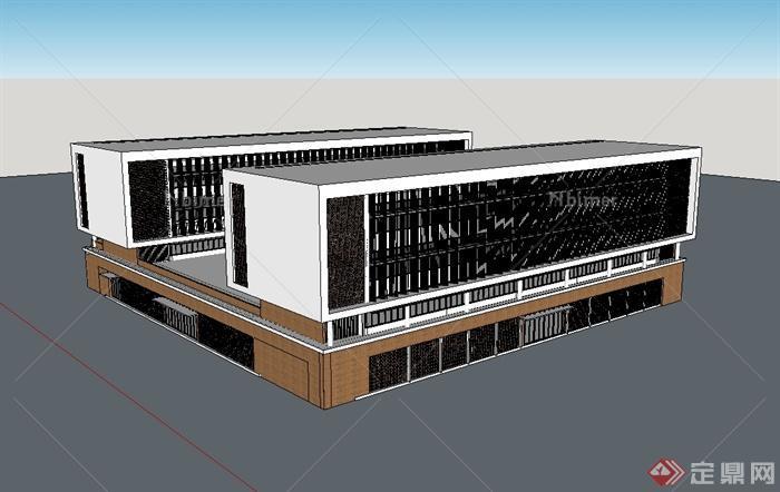 某现代风格独特详细的学校教育建筑设计su模型[原