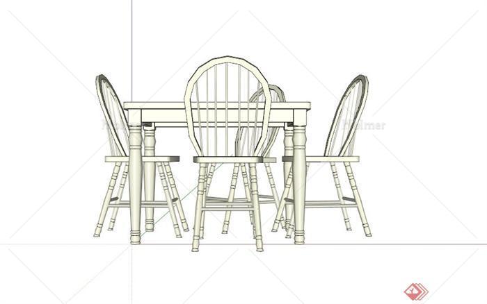 现代四人餐桌设计SU模型