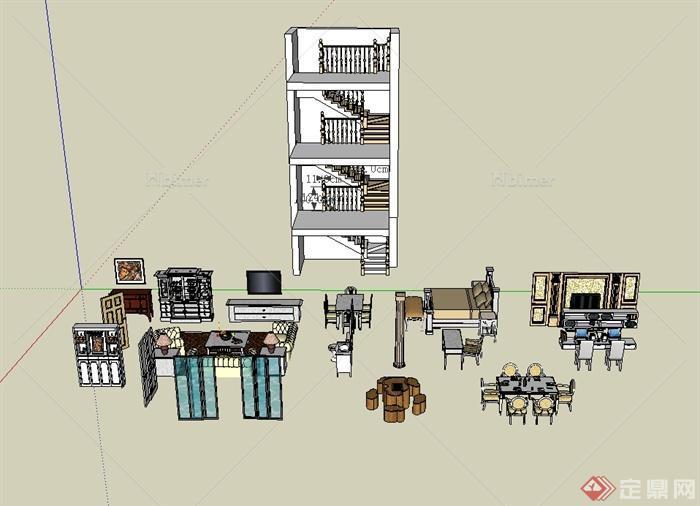 某欧式风格常用的几款家具设计su模型