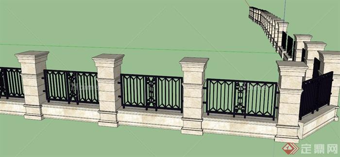 简欧围栏围墙设计SU模型