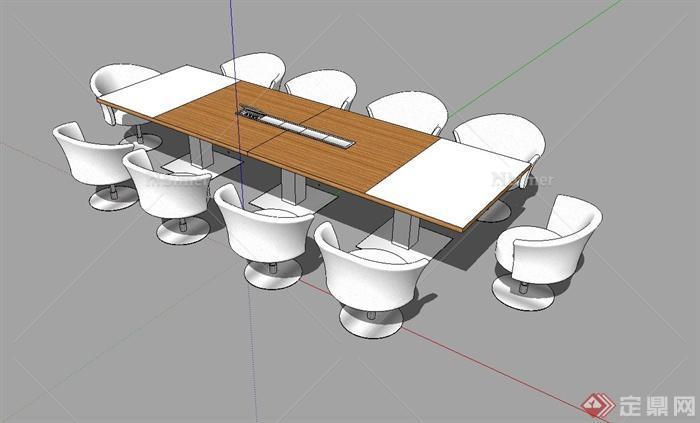 某现代精致会议室桌椅设计su模型[原创]