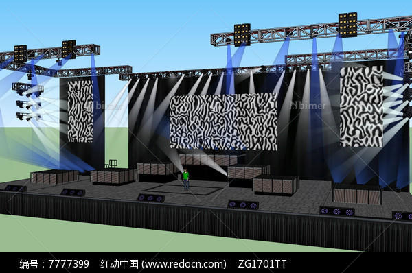 户外演唱会舞台场景SU模型