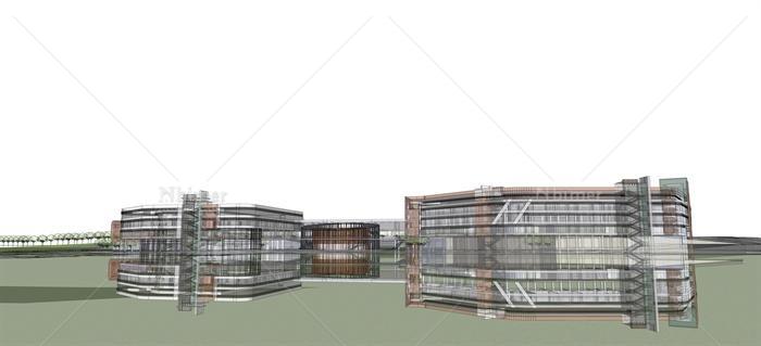 某大学教学楼组团建筑设计SU模型[原创]