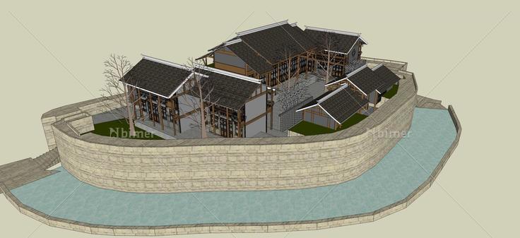 中式古寨(61950)su模型下载