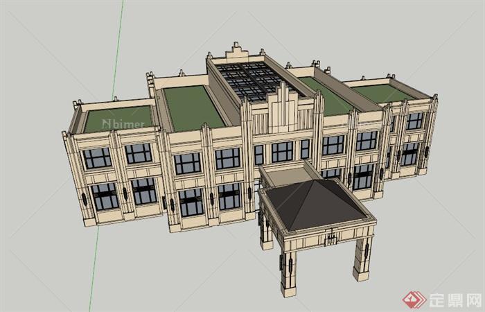 某新古典售楼会所建筑设计SU模型