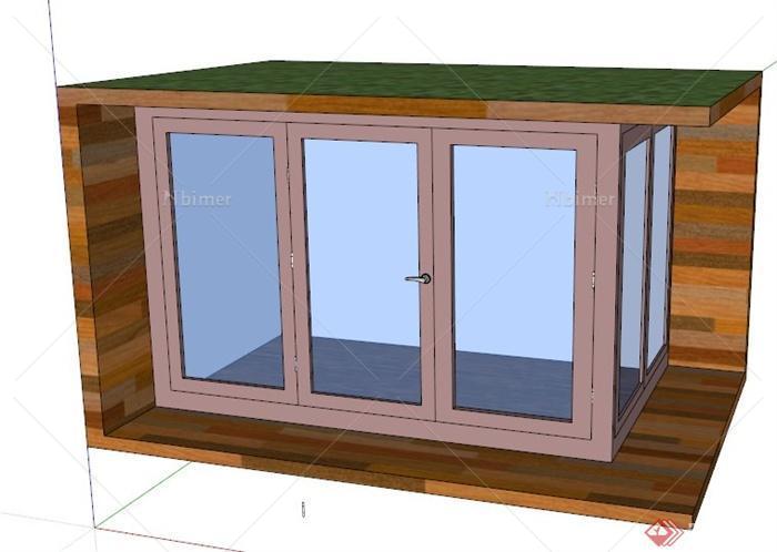 某现代盒子式储物间建筑设计SU模型