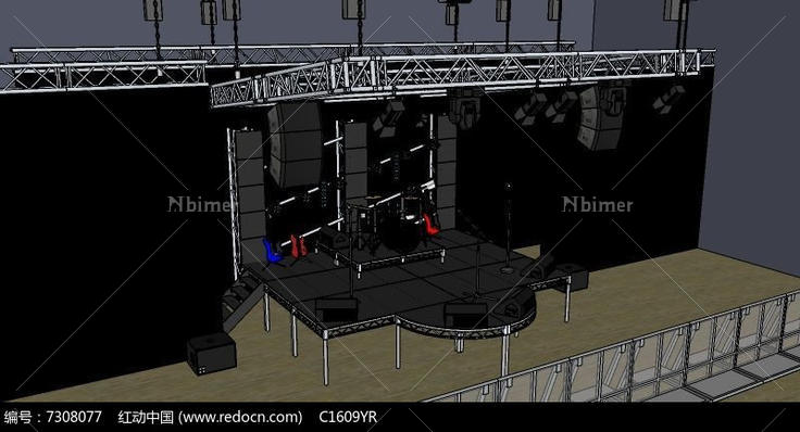 乐队小舞台su模型