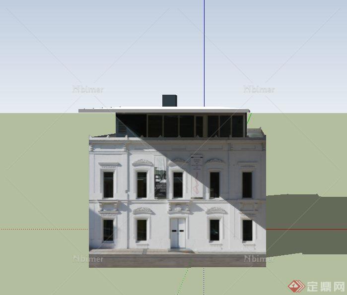 某欧式两层方形教堂建筑设计SU模型