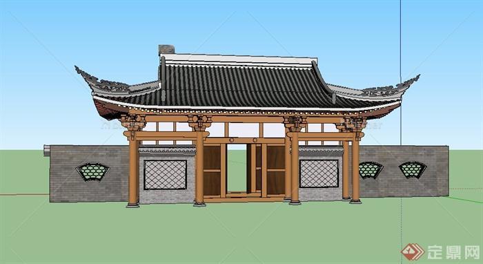 古典中式道观大门设计SU模型