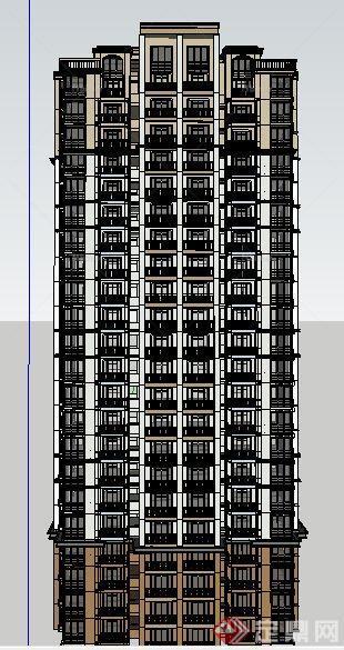 一梯三户高层住宅楼建筑设计su模型[原创]