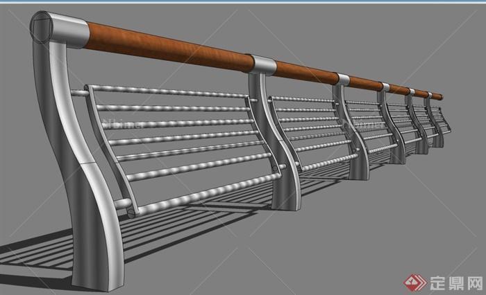 现代风格栏杆、栏杆柱su模型