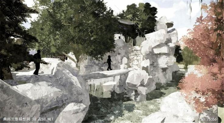 古典园林一池三山设计方案