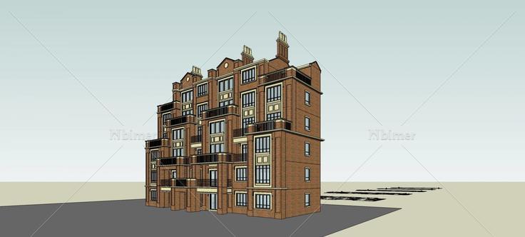 新古典风格多层花园洋房(74070)su模型下载