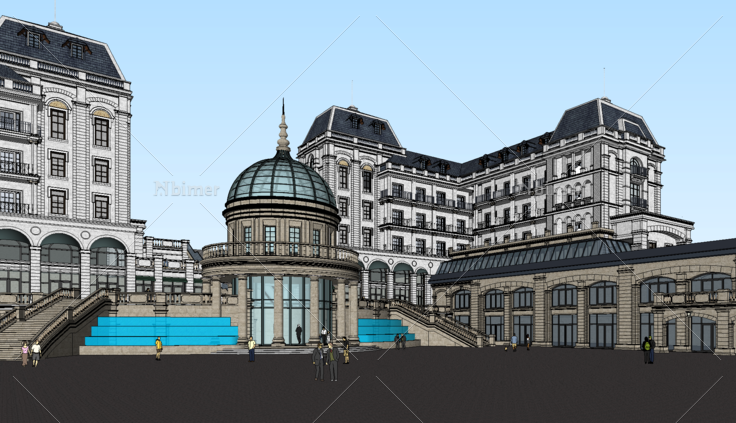 法式风格穹顶会所sketchup 模型