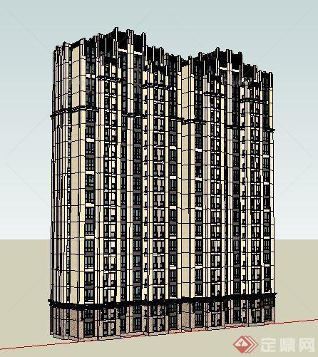 新古典连栋高层住宅楼建筑设计su模型[原创]