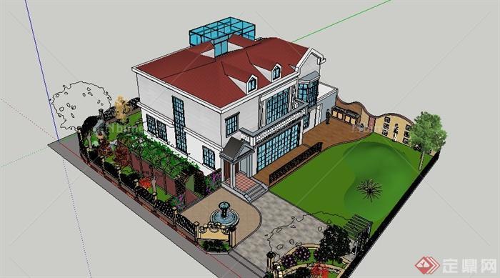 某别墅及庭院规划设计SU模型