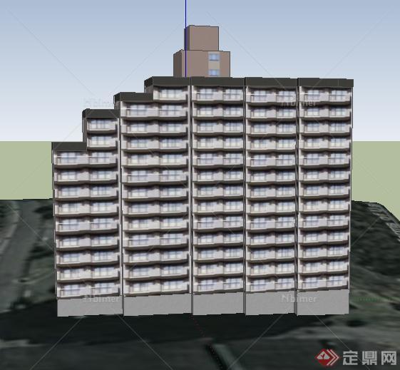 某现代高层拼接住宅建筑设计SU模型