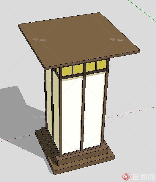 园林景观节点方形庭院灯设计SU模型[原创]