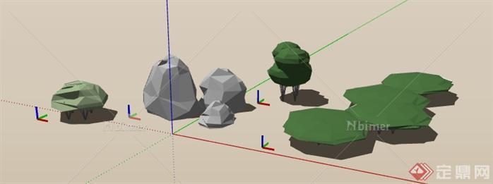几棵园林景观植物设计的SU模型