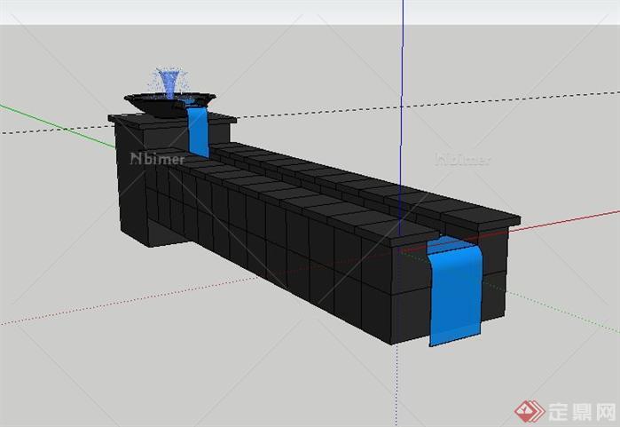 东南亚风格长条水景SketchUp(SU)3D模型