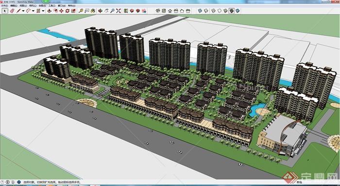 某住宅景观规划设计SU模型（含建筑）