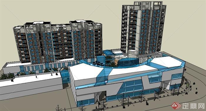 某商业中心住宅商业建筑设计SU模型