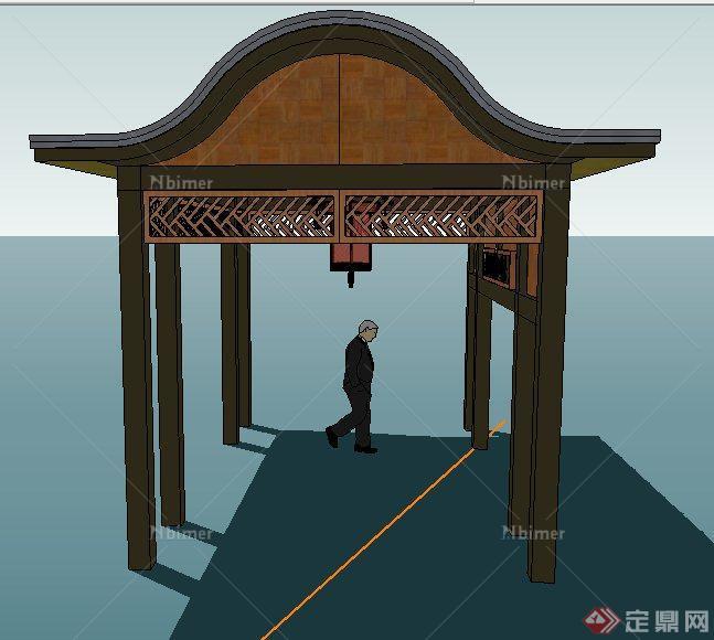 码头中式风格凉亭设计su模型