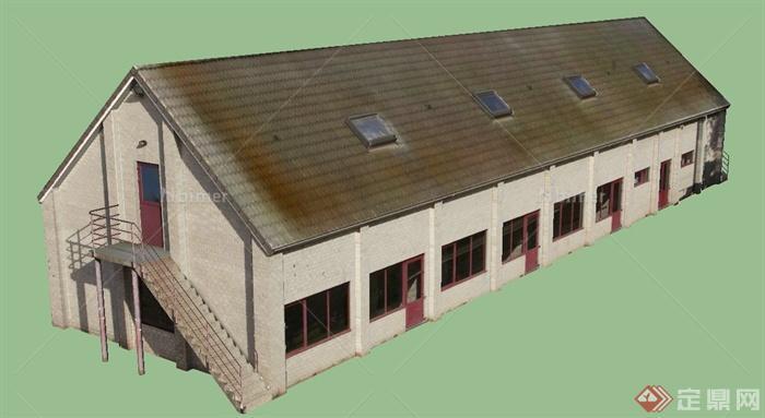 某两层瓦面式仓库建筑设计SU模型