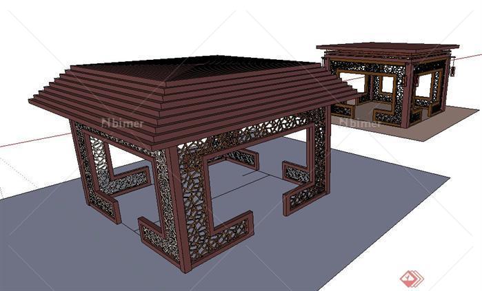 古典园林中的中式亭子sketchup模型