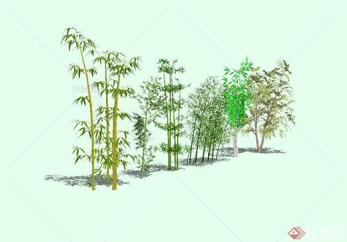 六种园林景观竹子设计su模型[原创]