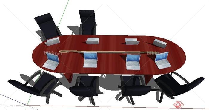 现代简约会议桌椅su模型