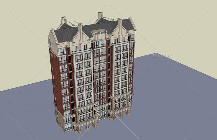欧式高层住宅楼(46491)su模型下载