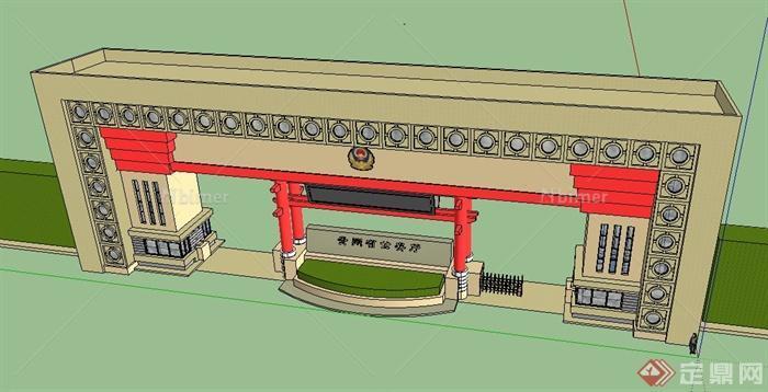 政府機關大門設計su模型[原創]